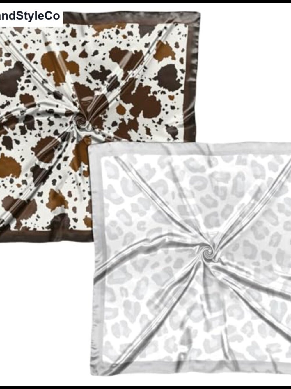2 PCS Silk Feeling Satin Square Scarf Set 27.5in Bandana Hair Wrap